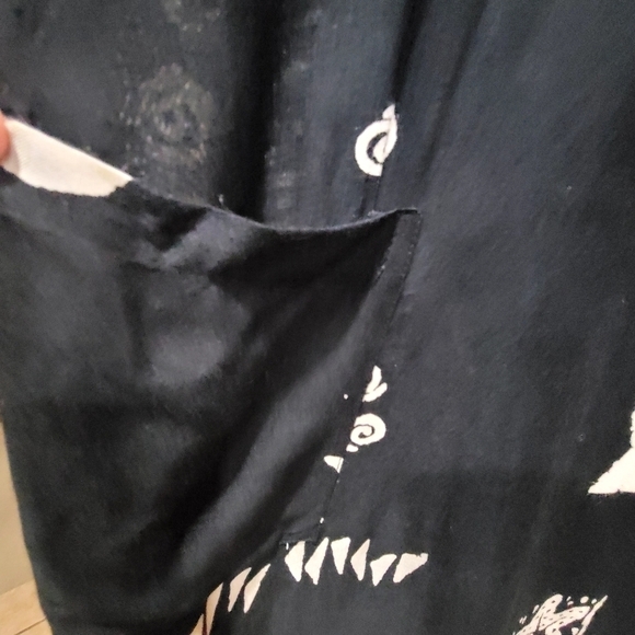 XL Sleeveless Black with Cream Sealife Print Casual Party VCAY Midi… - Picture 4 of 7